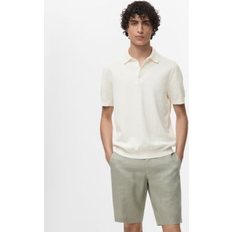 Mango White Tops Mango 100% Cotton Fine-Knit Polo Shirt - Off White