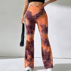Tie Dye Trousers & Shorts Shein Spring And Autumn Tie Dyeing Flared Pants With V-Shaped Waistband