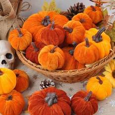 Shein 6pcs Fake Faux Velvet Foam Pumpkins Decoration Artificial Plant
