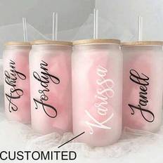 Personalized Bridesmaid Glass Tumblers Iced Coffee Cup
