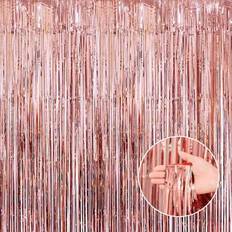 Doorway Party Curtains Shein Shiny Rose Gold Metallic Tinsel Curtains