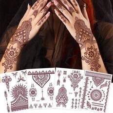 Tattoo Care Shein 4 Pieces Red Brown Henna Mandala Floral Tattoo Stickers