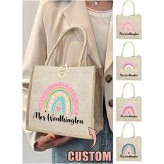 Shein Custom Name Rainbow Personalised Teacher Bag - Floral