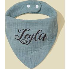 Blue Drool Bibs Shein Customized Text Embroidery Baby Bibs