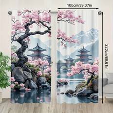 Gardiner & Tillbehör Temu 2pcs Waterfall Print Curtains Semi-transparent
