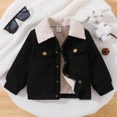 6-9M Fleece Garments Shein Baby Boy Casual Pocket Turndown Collar Fleece Jacket - Autumn/Winter