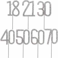 Silver Cake Decorations Shein Silvery Shining Numeral Diamond Topper 1pc 2pcs Cake Decoration