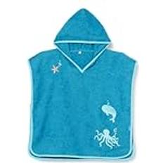Dressing Gowns Playshoes Blue Cotton Sealife Poncho Towel
