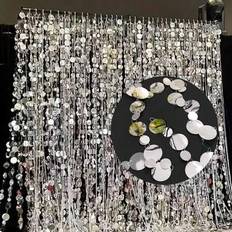 Shein Silver Mirror Sequin Curtain Decor 10pcs