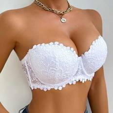 Shein Bras Shein Sexy Half Cup Lace Underwire Pound Bra - White