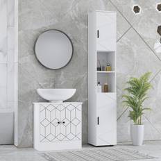 Bathroom cabinet kleankin Tall Slim Bathroom Storage Cabinet White