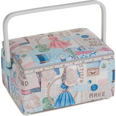 Sewing Kits Hobby Gift Medium Sewing Box PVC Handle White