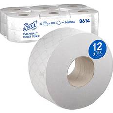 Essential Jumbo Roll Toilet Tissue 2 Ply 12 Rolls x 500 White Sheets
