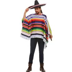 Stripes Capes & Ponchos Smiffys Unisex Adult Striped Poncho - Black