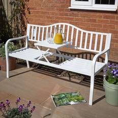 Metal Garden Benches Home Source Loveseat White Centre Drinks Table Armrest Garden Bench