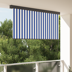 Rullegardin 220 vidaXL Udendørs Rullegardin Stribet Indstillelig Blå Hvid 220 x 250 cm 220x250cm