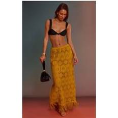 Saronger & Kimonos PrettyLittleThing Crochet Tassel Hem Maxi Beach Skirt - Mustard
