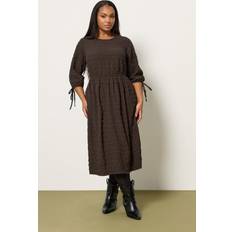 Brown - Midi Dresses Yours Textured Check Midaxi Dress Plus Size - Chocolate Brown