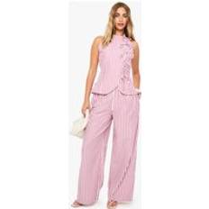 Pink Suits boohoo Stripe Bow Detail Waistcoat Trouser Co-Ord - Pink