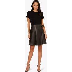 Adrianna Papell Black Ponte Faux Leather Dress