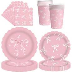 Shein Pink Bow 9 Inch Plates Napkins Set