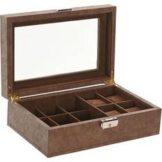 Bruna Smyckesförvaring Home ESPRIT Elegant Smyckeskrin Brun Polyuretan Kristall Detaljer
