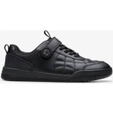 Clarks Laser Cross Youth Leather Trainers - Black