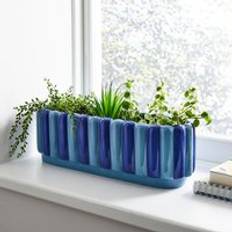 Elements Bubble Stripe Windowsill Plant Pot Blue
