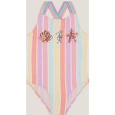 Stripes Bathing Suits Monsoon Stripe Pastel Multi Swimsuit - 5-6 Years