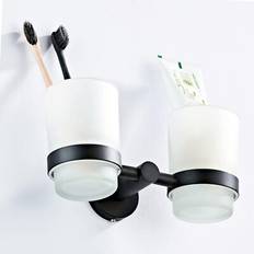 Stainless Steel Toothbrush Holders Home Modern Round Black Matte Tumbler Holder