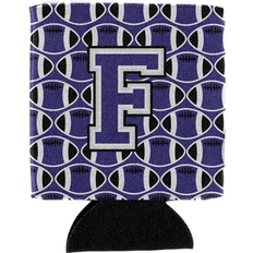Letter F Football Purple White Can Hugger