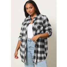 Oxford Shirts - Women Yours Check Boyfriend Shirt Plus Size - Black