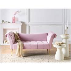 Purple Sofas Beliani Double Ended Velvet Chaise Lounge Light Violet Sofa
