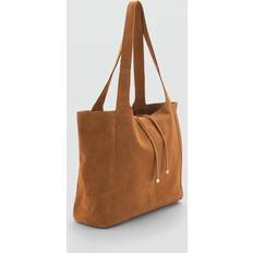 Brun Håndtasker Mango Suede Shopper Bag Leather Woman - U