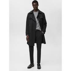 Mango Water Repellent Belted Trench Coat - Black
