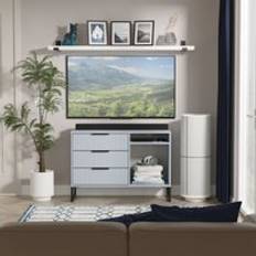 Blue Benches Swift Fluted Unit Light Blue 2 Shelves 3 Drawers TV Bench