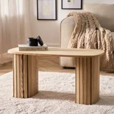 OHS Madison Natural Wood Ribbed Coffee Table