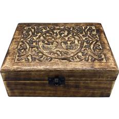 Brown Small Boxes Ancient Wisdom Large Wooden Keepsake 20x15x7.5 cm Brown Small Box