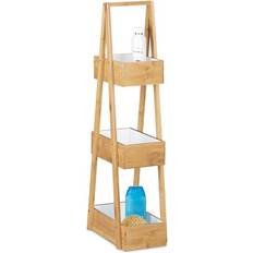 Bathroom Accessories B2X Bamboo Bathroom Shelf 3 Compartments
