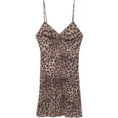 Leopard Kjoler Pull&Bear Kort Kjole Med Leopardprint - Brun/Choko/Sort