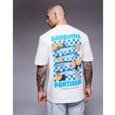 River Island Herr T-shirts River Island Naturvit Regular T-Shirt Med Sardintryck - Vit
