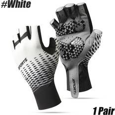 White Gloves Aihontai Sports Cycling Gloves Half Finger Bike - White