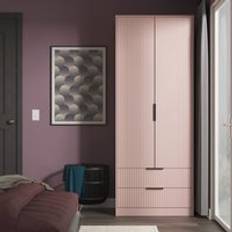 Pink Clothing Storage Swift Fluted Tall Pink 2 Drawer Dusty Pink Wardrobe