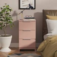 Pink Bedside Tables Swift Plymouth Pink 3 Drawers 37cm Bedside Table