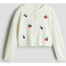 Vita Koftor Barnkläder H&M Körsbär Bomullskofta Med Broderier - Flicka