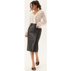 Skind Nederdele Vila ViDagmar HW Midi Coated Skirt - Sort