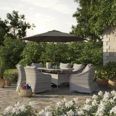 Rattan effect garden furniture GoodHome Hamilton Steeple Grey Rattan Effect Patio Dining Set