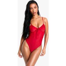 Sleeveless Swimsuits boohoo Essentials Underwired Swimsuit - Red