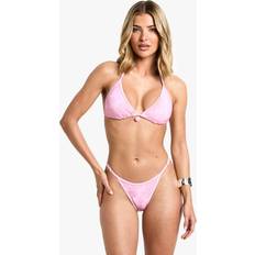 Pink - Women Swimwear boohoo Paisley Print Triangle Bikini Top Tanga Bottoms Set - Pink