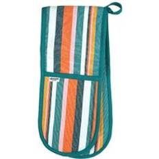 Dexam Striped Recycled Cotton Double Oven Gloves Teal Pot Holders